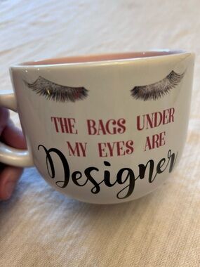 Ceramic Coffee Mug - White with Pink Interior